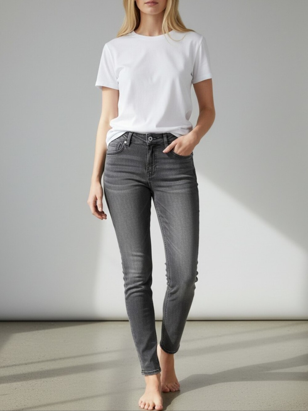 Democracy "Ab" Democracy Skinny Jeans Womens 6 Gray Casual Retro Minimalist